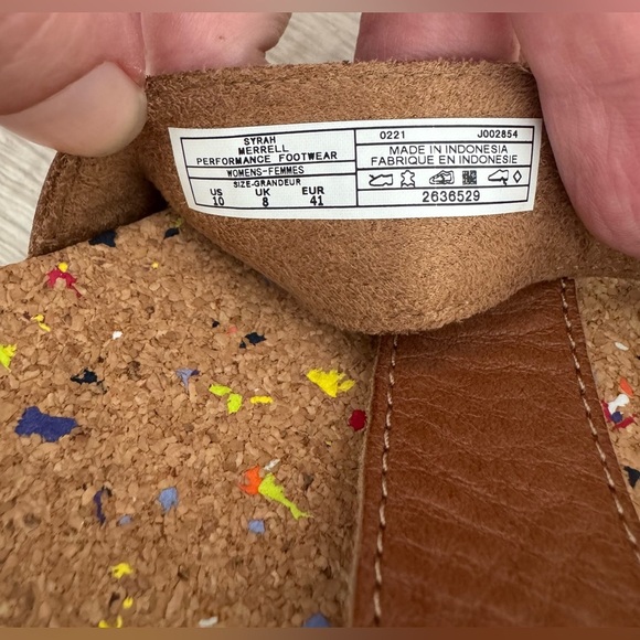 Merrell Syrah Brown Napa Valley Cork Sling Sandals Leather Straps Comfort Sz 10 - Picture 6 of 8